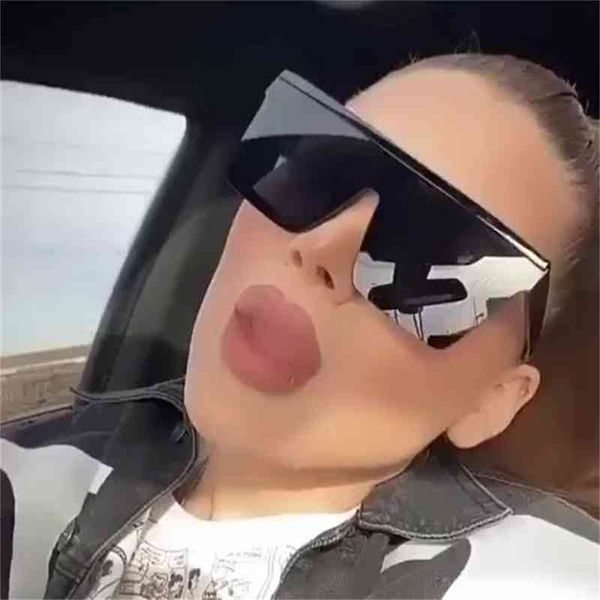 

women men popular oversized shad sun glass square custom one piece lens colorful sunglass fashion dign 2022, White;black