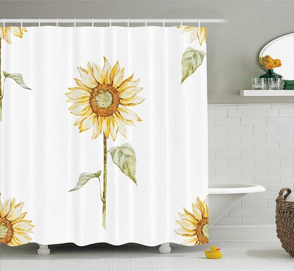 

shower curtains sunflower curtain sunflowers in watercolor painting effect minimalistic decorative artwork bathroom home decor