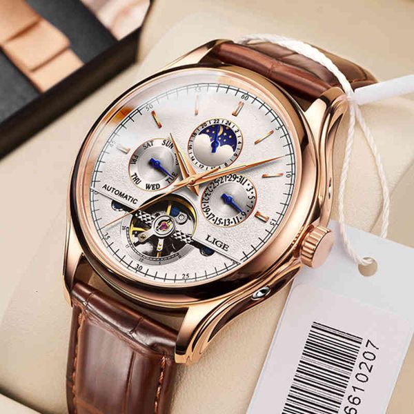 

luck watch mark classic men retro watches automatic mechanical tours clock real learn waterproof + box, Slivery;brown