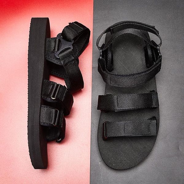 

sandals men shoes 2021 gladiator mens fashion summer flip flops gray black flat zapatos de hombre