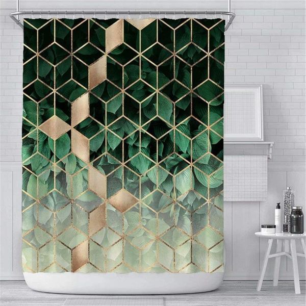 

shower curtains geometric green leaves fabric textured waterproof curtain for bathroom