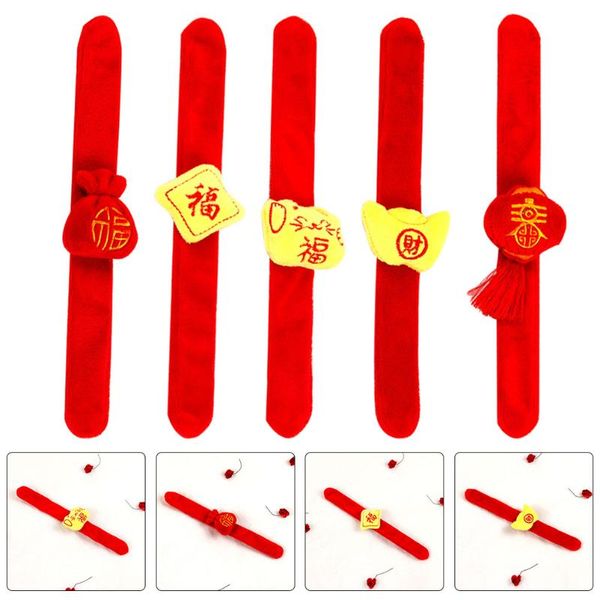 

charm bracelets 5pcs chinese style spring festival blessing patting ring bracelet for decor, Golden;silver