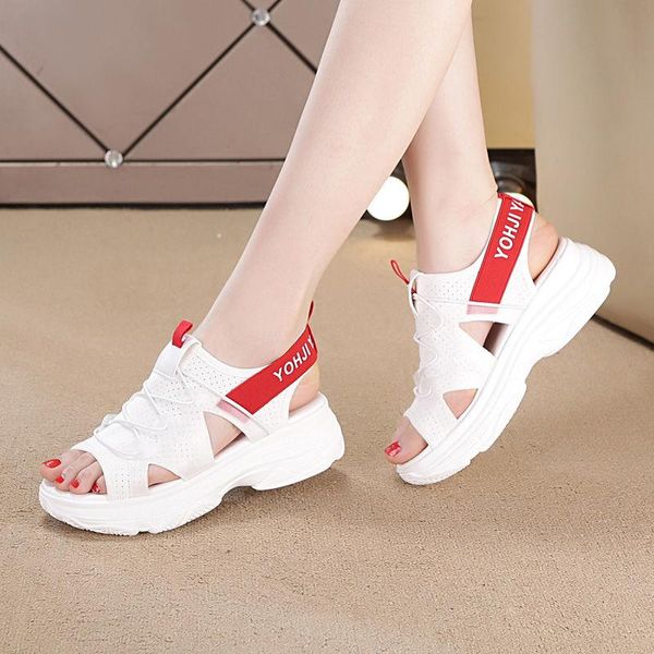 

Sandals Fashionable Open-toed Sports Elastic With White Chunky Thick-soled Platform Shoes 2021 Summer Women's 35-40, Black
