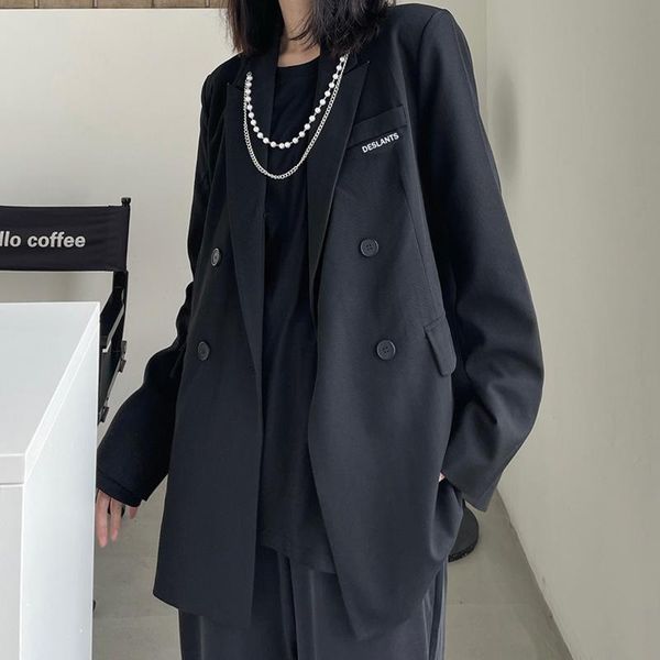 

women's suits & blazers black suit coat oversized blazer female 2021 design street long sleeve drape solid color women's loose jack, White;black