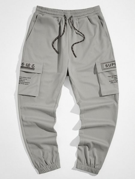 

men slogan graphic sweatpants e25p#, Black
