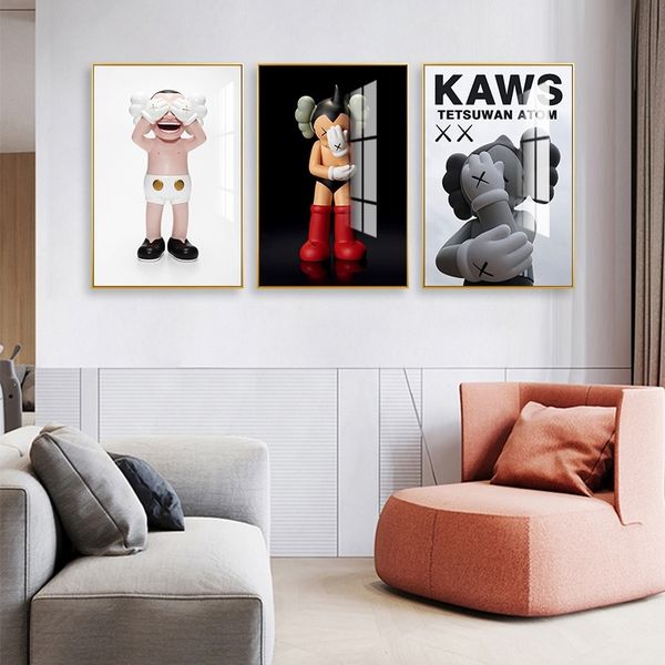 

chaopai kaws hanging cartoon bedroom bedside living room sofa background wall sesame street violent bear decorative painting