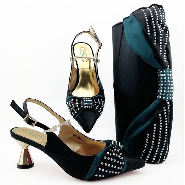 

dress shoes 2021 arrivals black color matching and bag set in heels 7 for royal party