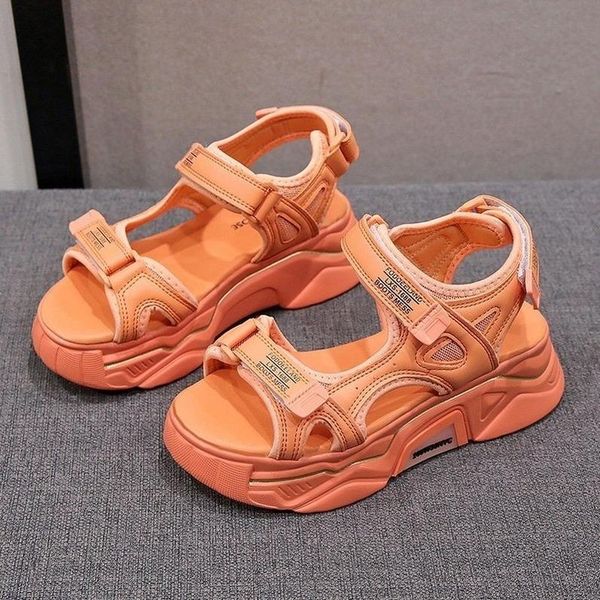 

sandals gladiator platform women's 2021 summer fashion women chunky beach sandal pu comfortable sandalias mujer, Black