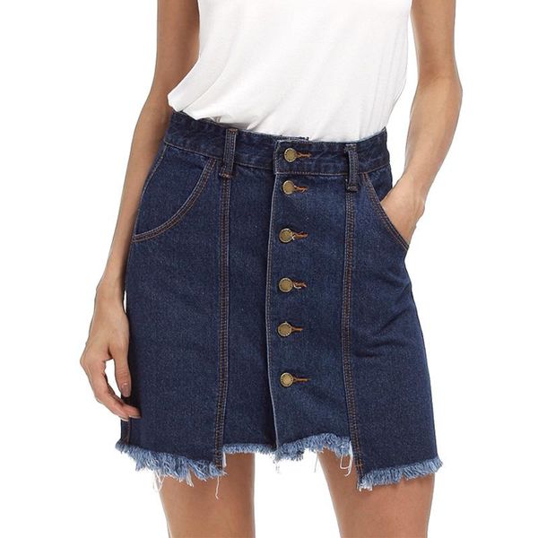 

skirts irregular women denim midi skirt mid waist ladies jean mini a-line, Black
