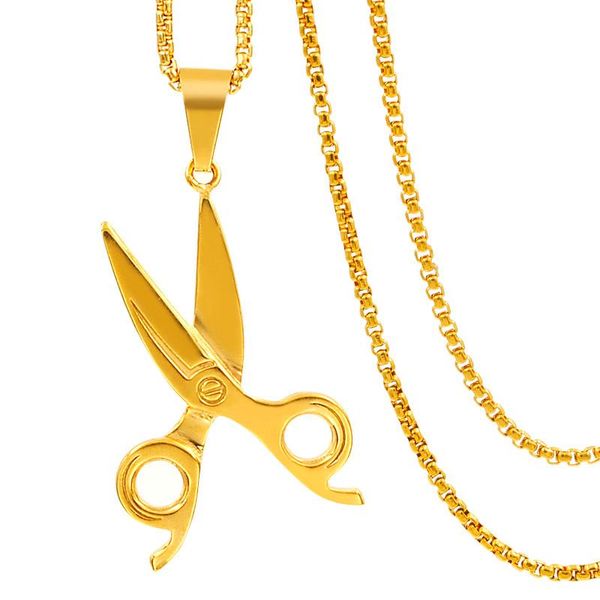 

pendant necklaces anniversary girl scissors necklace long chian charm link stainless steel shears pendants for hairstylist women p423, Silver