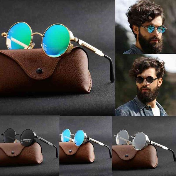 

vintage round polarized sunglasses retro steampunk sun glasses for men women small metal circle driving glasses uv400 mirrored, White;black