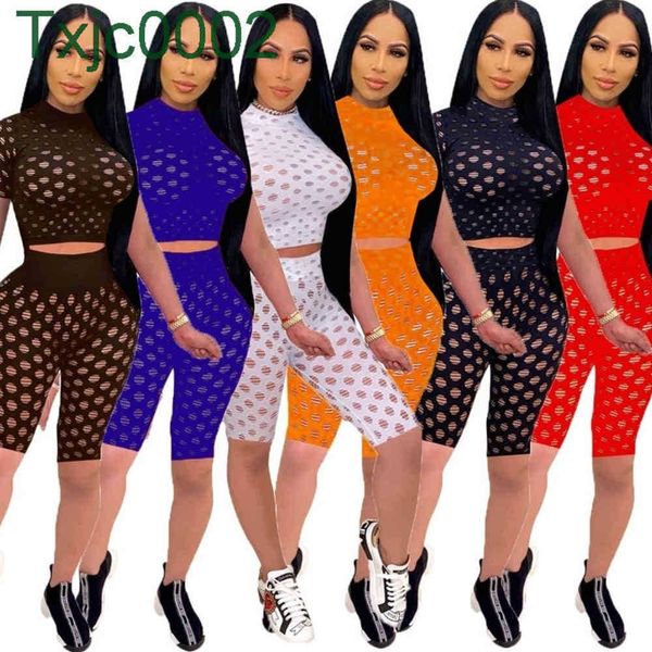 Mulheres duas peças calças designer magro perspectiva sexy verão casual tracksuit malha esportes conjuntos leggings roupas