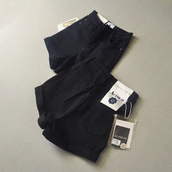 

for high waist hemmed slim elastic denim shorts leg length summer pants, Blue