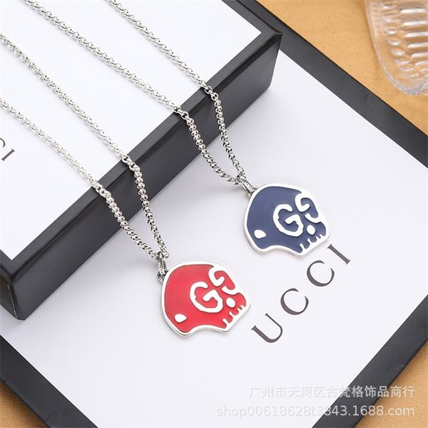 

68% off designer jewelry gujia double g letter ghost skull necklace 925 silver fashion hip hop enamel glue dropping lovers same sweater chai