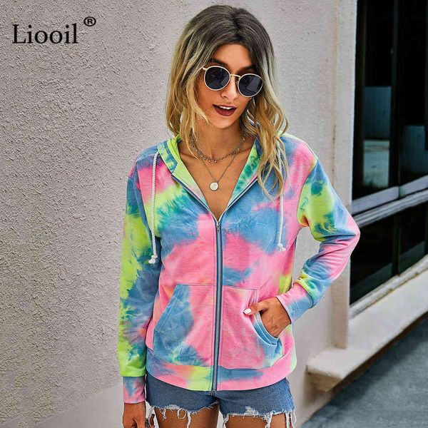 

jacket casual tie dye coat for women hooded long sleeve zip up with pockets female print autumn winter cardigan and coats j7i9, Black;brown