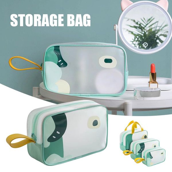 

cosmetic bags & cases cartoon portable bag tpu transparent toiletry supplies travel with zipper handle strap waterproof storage j55