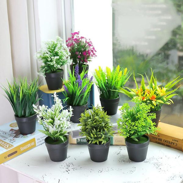 

artificial plants for decoration bonsai potted grass flowers fake plastic plant home decor/youth desk one piece decorative & wreaths