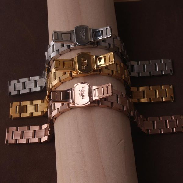

watch bands watchbands stainless steel 12mm 14mm 15mm 16mm 17mm 18mm 20mm 21mm 22mm 23mm 24mm rose gold metal strap polish matte, Black;brown