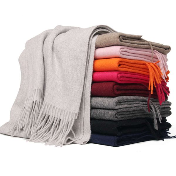 

scarf wool shawl women's large ac winter solid cashmere shawl, Blue;gray