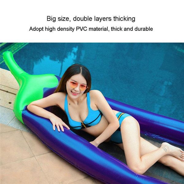 

220*110cm inflatable kids adults giant eggplant pool float mattress sunbathe bed swimming ring circle beach mat water party toys floats & tu