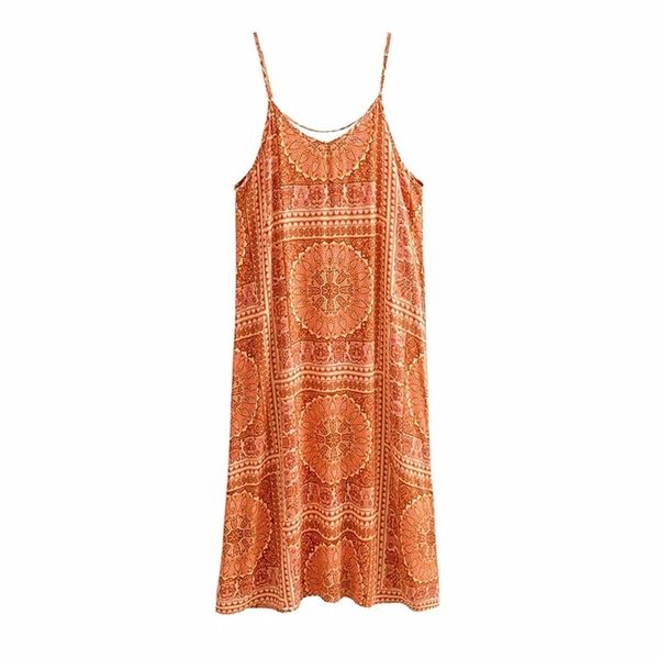 

women summer long dress vintage print spaghetti strap v-neck lace up knee length chic female a-line 210524, Black;gray