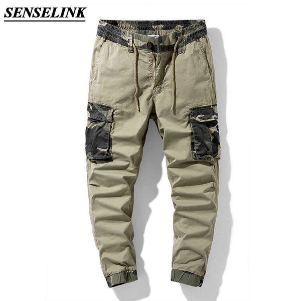 Pantaloni cargo da uomo con stampa mimetica cachi estivi Pantaloni casual larghi da uomo tattici all'aperto Pantaloni multitasche da uomo di grandi dimensioni 29-38 210707