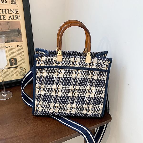 

handbag tot bag women's 2021 foreign style armpit large checked wide shoulder belt single messenger