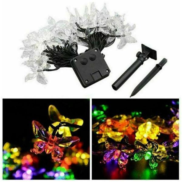

led solar powered butterfly fiber optic fairy string waterproof holiday outdoor garden lights decoration christma d6r5 strings