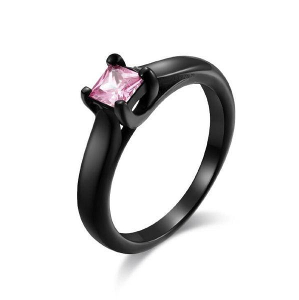

black silver titanium steel diamond gemstone ring men's and women's wedding jewelry gifts