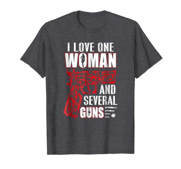 

mens i love one woman and several guns funny shirt for hubby, White;black