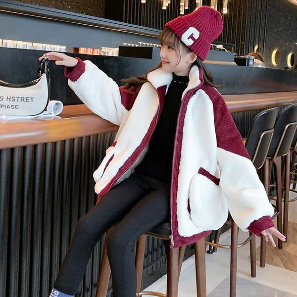 

jackets coat for girls autumn winter plus velvet warm jacket kids thicken teens all-match fashion outerwear children clothing 12 y, Blue;gray