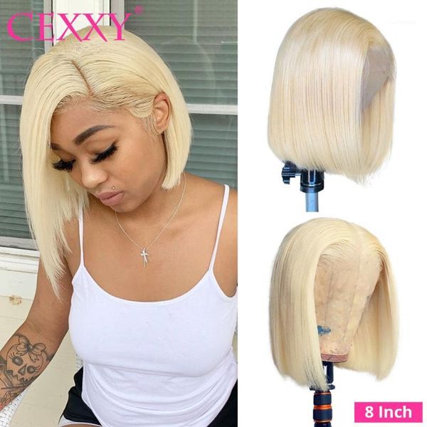

13*6 blonde lace front wig 150% denisity peruvian straight 613 wigs for black women pre plucked human hair remy1, Black;brown