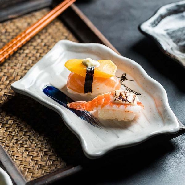 

dishes & plates japanese cuisine sushi plate salmon seaweed roll ceramic early bun mung bean cake