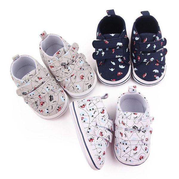 

first walkers spring autumn baby shoes canvas born girl boy crib printed soft sole non slip infant toddler