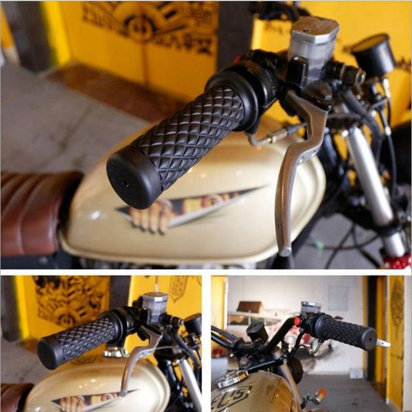 2pcs 7/8" 22mm Rubber Handlebar Hand Grip Bar End For Motorcycle Bike Cafe Racer