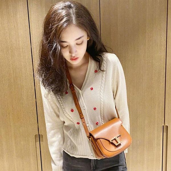 

women's knits & tees harajuku v neck long sleeve floral cardigans for women spring autumn streetwear casual sweet sweater outwear, White