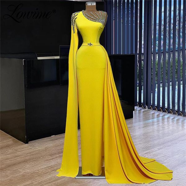 

party dresses lowime dubai design one shoulder yellow crystals evening 2021 plus size middle east wear women gowns prom, White;black