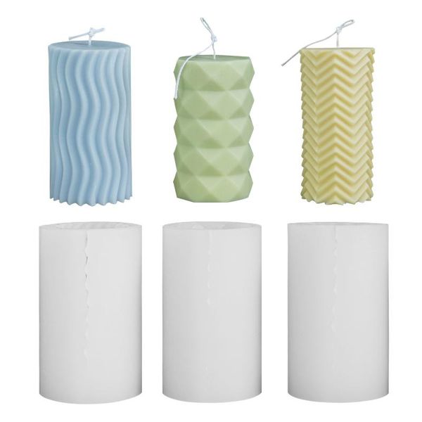 

geometric cylindrical candle mold horizontal and vertical stripes simple modern silicone home decoration craft tools