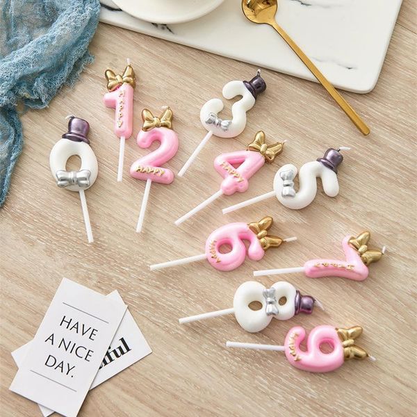 

party favor 1 pcs number 0-9 boys and girls birthday candle happy cake candles for kids wedding/ crown deco