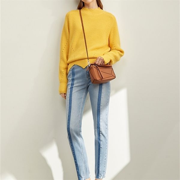 

patchwork stripe jeans autumn women korean high waist zipper pockets slim fit fashion female pants 11940551 210527, Black;white