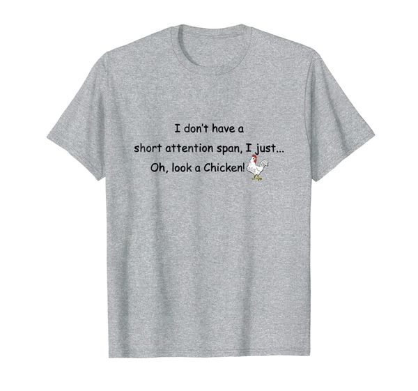 

short attention span chicken slogan t-shirt, White;black
