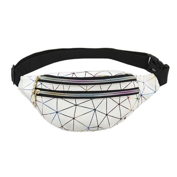 

waist bags holographic women fanny pack female belt bag geometric packs patchwork chest phone pouch 066f