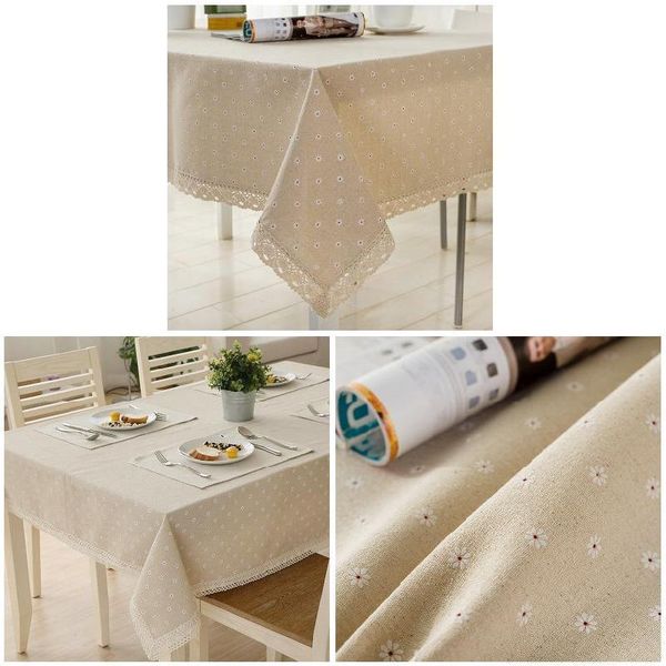 

table cloth flower pattern tablecloth linen cotton with lace dining cover jy