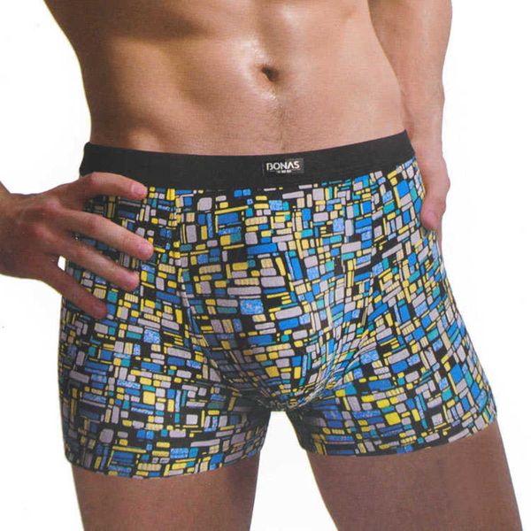 

underpants bonas men's boxer 9351 fashion printing underwear two pack, Black;white