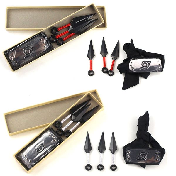 

4pcs/set 13cm naruto shippuden anime pprotecting forehead weapoon darts red white cospley props pvc action figure model toys