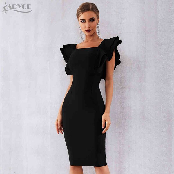 

dressesadyce 2021 new summer women black bandage vestido ruffles butterfly sleeve club celebrity runway party, Black;gray