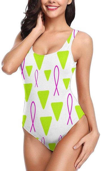 

one-piece suits womens bathing padded sporty swimsuits teen girls pink ribbons breast cancer and neon triangle