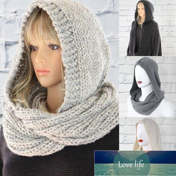 Donna Inverno Crochet Knit Hood Infinity Sciarpa Outdoor Antivento Caldo Lungo Scialle Avvolgere Tinta unita Paraorecchie Cappello Scaldacollo Prezzo di fabbrica design esperto Qualità Ultimo