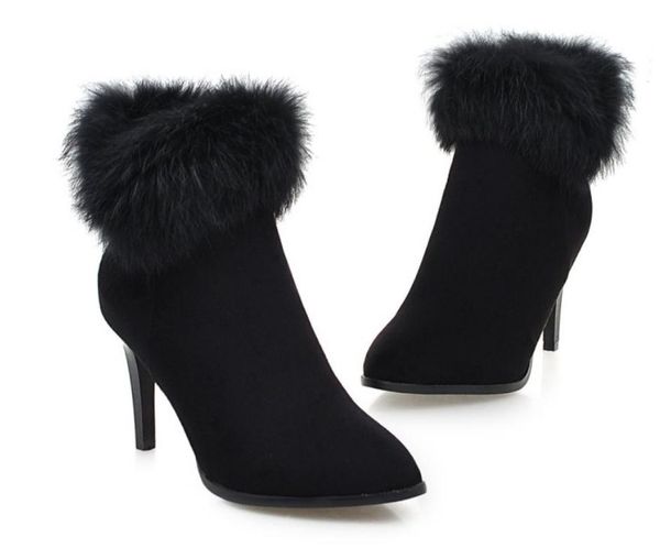 

women's boots in winter high fine heel pointed end suede @2090, Black