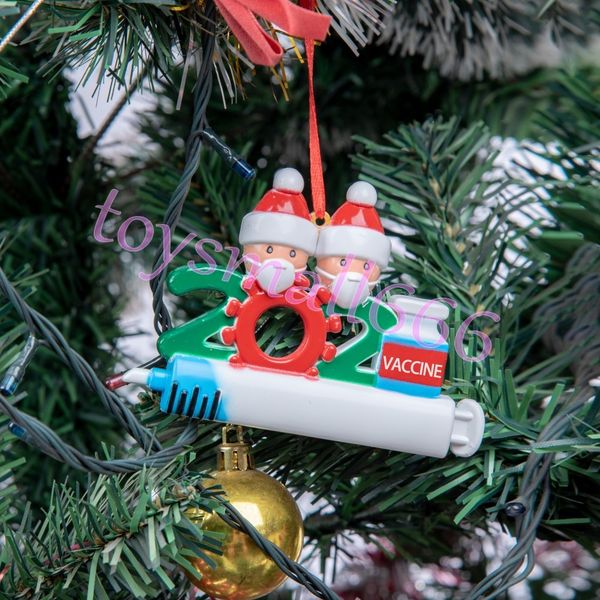 

dhl 2021 christmas decoration quarantine ornaments family of 1-9 heads diy tree pendant accessories with rope in stock